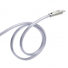 Кабель USB <-> USB Type-C, Hoco Zinc Alloy Jelly knitted, Silver, 2 м (U9)