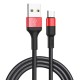 Кабель USB <-> microUSB, Hoco Soarer charged, Black-Red, 1 м (X26)