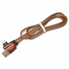 Кабель USB <-> microUSB, Brown, 1 м, Voltex Nylon, 2A, угловой, Bulk