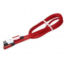 Кабель USB <-> microUSB, Red, 1 м, Voltex Nylon, 2A, угловой