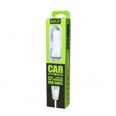 Автомобільний зарядний пристрій Golf, White, 1xUSB, 1A, кабель USB <-> Lightning (GF-C1L)