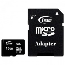 Карта пам'яті microSDHC, 16Gb, Class10 UHS-I, Team Black, SD адаптер (TUSDH16GCL10U03)