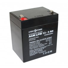 Батарея для ДБЖ 12В 5Ач LogicPower, AGM LPM12-5.0AH, ШхДхВ 70х90х107
