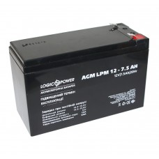 Батарея для ДБЖ 12В 7.5Ач LogicPower, AGM LPM12-7.5AH, ШхДхВ 151x65x100 (3864)