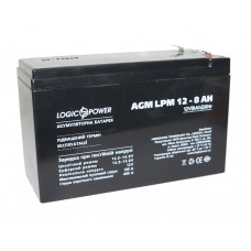 Батарея для ДБЖ 12В 8Ач LogicPower, AGM LPM12-8AH, ШхДхВ 151x65x100 (3865)