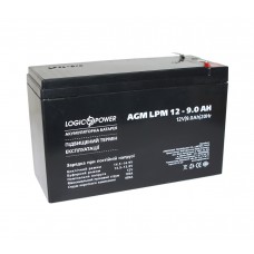 Батарея для ИБП 12В 9Ач LogicPower, AGM LPM12-9AH, 151x65x100 (3866)