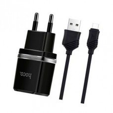 Сетевое зарядное устройство Hoco, Black, 1xUSB, 1A, кабель USB <-> microUSB (C11)