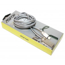 Кабель USB <-> Lightning, Aspor, Grey, 1.2м, 2.4A (AC-13)