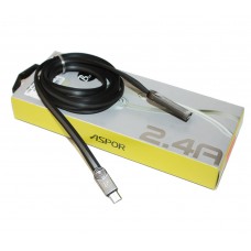 Кабель USB <-> microUSB, Aspor, Black, 1.2 м, 2.4A (AC-15)