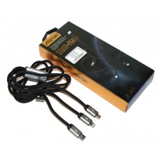 Кабель USB - Lightning + micro USB + Type-C 1.2 м Aspor Black, 2.4A (AC-20)