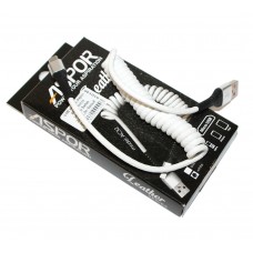 Кабель USB <-> microUSB, Aspor Leather Series, White, 1.2 м, 2.4A (AC-32)