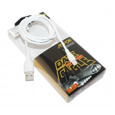 Кабель USB <-> Lightning, Aspor, White, 1м, 2.1A (AC-02)