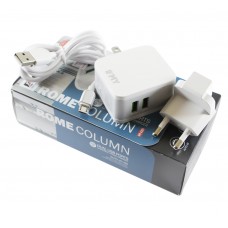 Мережевий зарядний пристрій EMY, White, 2xUSB, 2.4A, кабель USB <-> microUSB (MY-A203)