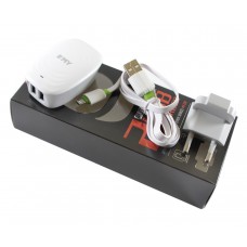 Мережевий зарядний пристрій EMY, White, 2xUSB, 2.4A, кабель USB <-> microUSB (MY-228)