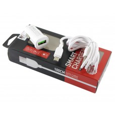 Автомобильное зарядное устройство EMY, White, 1xUSB, 1.5A, кабель USB <-> microUSB (MY-10)