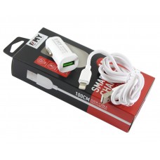 Автомобільний зарядний пристрій EMY, White, 1xUSB, 1.5A, кабель USB <-> Lightning (MY-10)