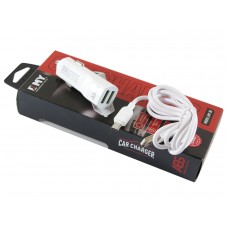 Автомобільний зарядний пристрій EMY, White, 2xUSB, 2.4A, кабель USB <-> microUSB (MY-30)