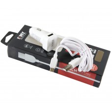 Автомобільний зарядний пристрій EMY, White, 2xUSB, 3.6A, кабель USB <-> microUSB (MY-31)