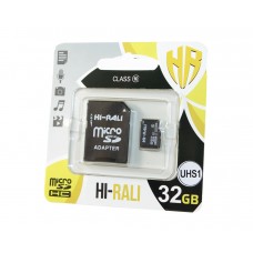 Карта памяти microSDHC, 32Gb, UHS-I, Hi-Rali, SD адаптер (HI-32GBSD10U1-01)