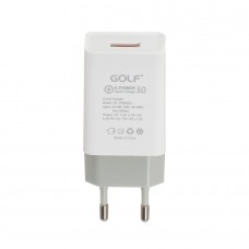 Сетевое зарядное устройство Golf, White, 1xUSB, 2.4A, (GF-U206Q)