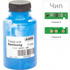 Тонер + чіп Samsung SL-C430/C480, Cyan, 30 г, AHK (3202629)