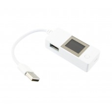 Тестер для USB LCDV04, White, 2xUSB, показує напругу (4-15V) та силу струму (0-4A)