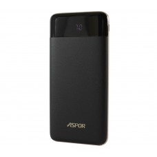 Универсальная мобильная батарея 10000 mAh, Aspor A385 (2.1A, 2USB) Black/Gold
