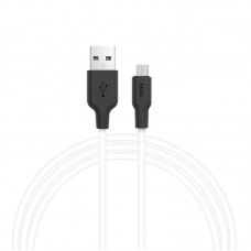 Кабель USB <-> microUSB, Hoco Silicone, Black-White, 1 м (X21)
