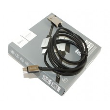 Кабель USB <-> USB Type-C, Hoco Refined steel, Black, 1.2 м (U49)