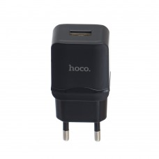 Мережевий зарядний пристрій Hoco, Black, 1xUSB, 2.4A, (C22A)