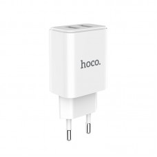 Мережевий зарядний пристрій Hoco Victoria, White, 2xUSB, 2.1A (C62A)