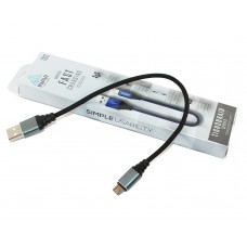 Кабель USB <-> microUSB, iNavi, Black, 0.2 м, 2.4A, Tighdbraid, (TBS)
