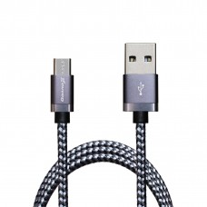 Кабель USB <-> microUSB, Black-Silver, 1 м, 3A, Grand-X, (FM07SB)