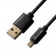 Кабель USB <-> microUSB, Black, 1 м, 2.1A, Grand-X, (MM01)