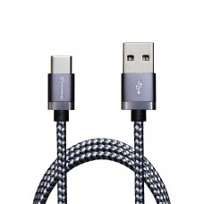 Кабель USB <-> USB Type-C, Grand-X, Black-Silver, 1 м, 3A (FC07SB)