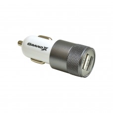Автомобільний зарядний пристрій Grand-X, White, 2xUSB, 2.1A, кабель USB <-> MicroUSB (CH-25WM)