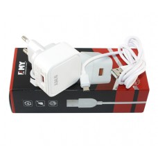 Мережевий зарядний пристрій EMY, White, 1xUSB, 18W, 3.6A, кабель USB <-> microUSB (MY-A302Q)