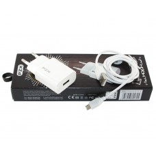 Сетевое зарядное устройство PZX, White, 1xUSB, 2.1A, кабель USB <-> microUSB (C823E)