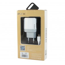 Сетевое зарядное устройство PZX, Grey, 2xUSB, 2.4A, кабель USB <-> microUSB (C855E)