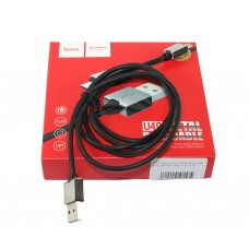 Кабель USB <-> microUSB, Hoco Refined steel, Black, 1.2 м (U49-B)