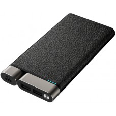 Универсальная мобильная батарея 10000 mAh, Rubber X01 Type-C (2.4A, 2USB) Leather Black