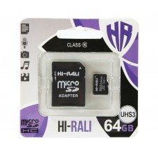 Карта памяти microSDXC, 64Gb, Class10 UHS-1, Hi-Rali, SD адаптер (HI-64GBSDU3CL10-01)