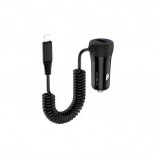 Автомобільний зарядний пристрій Hoco Z14 Black, 1xUSB, 3.4A, вбуд. кабель Lightning