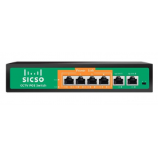 Коммутатор Sicso P4806J-4578 4LAN 10/100 Mb POE  + 2 порт Ethernet (Uplink ) 10/100 Мбит/сек, БП