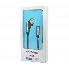 Кабель USB <-> USB Type-C, Konfulon, Blue, 1,2 м, 2.1A (S69)