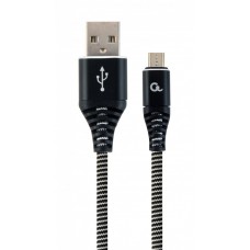 Кабель USB - micro USB 1 м Cablexpert Black, 2.1А, премиум (CC-USB2B-AMmBM-1M-BW)