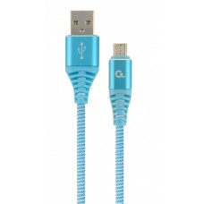 Кабель USB - micro USB 1 м Cablexpert Blue, 2.1А, премиум (CC-USB2B-AMmBM-1M-VW)