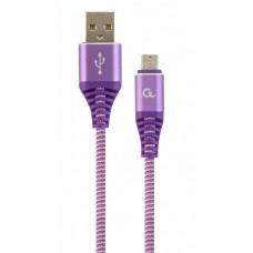 Кабель USB - micro USB 2 м Cablexpert Purple, 2.1А, преміум (CC-USB2B-AMmBM-2M-PW)