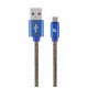 Кабель USB - micro USB 1 м Cablexpert Blue, 2.1А, премиум (CC-USB2J-AMmBM-1M-BL)