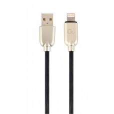 Кабель USB - Lightning 1 м Cablexpert Black, 2.1А, премиум (CC-USB2R-AMLM-1M)